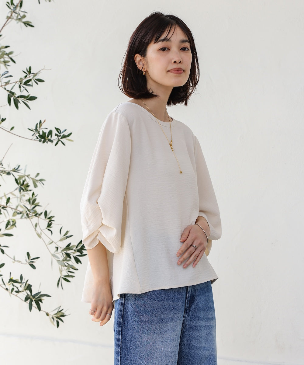 麻ライクタックスリーブブラウス