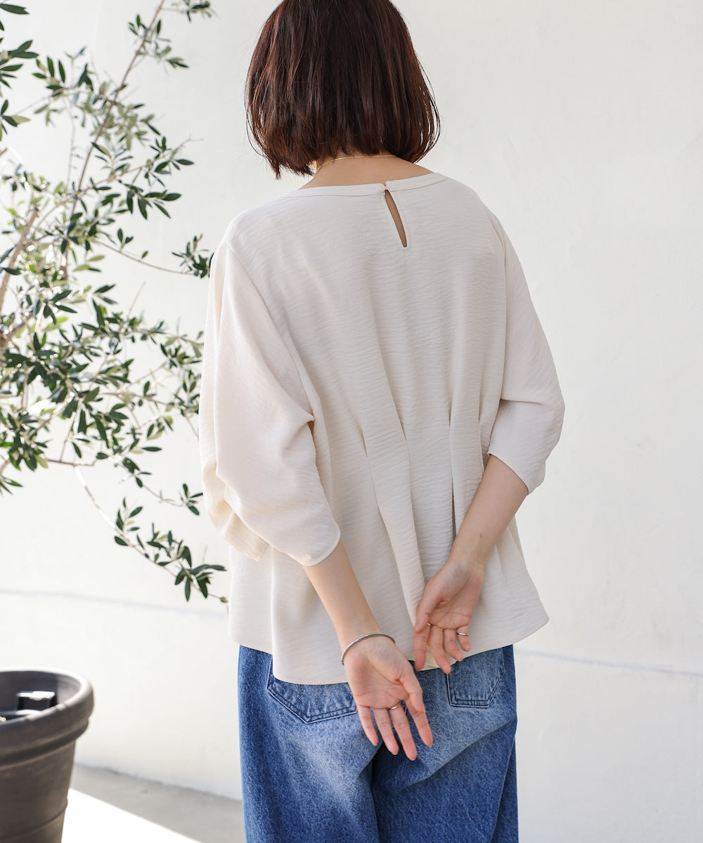 麻ライクタックスリーブブラウス