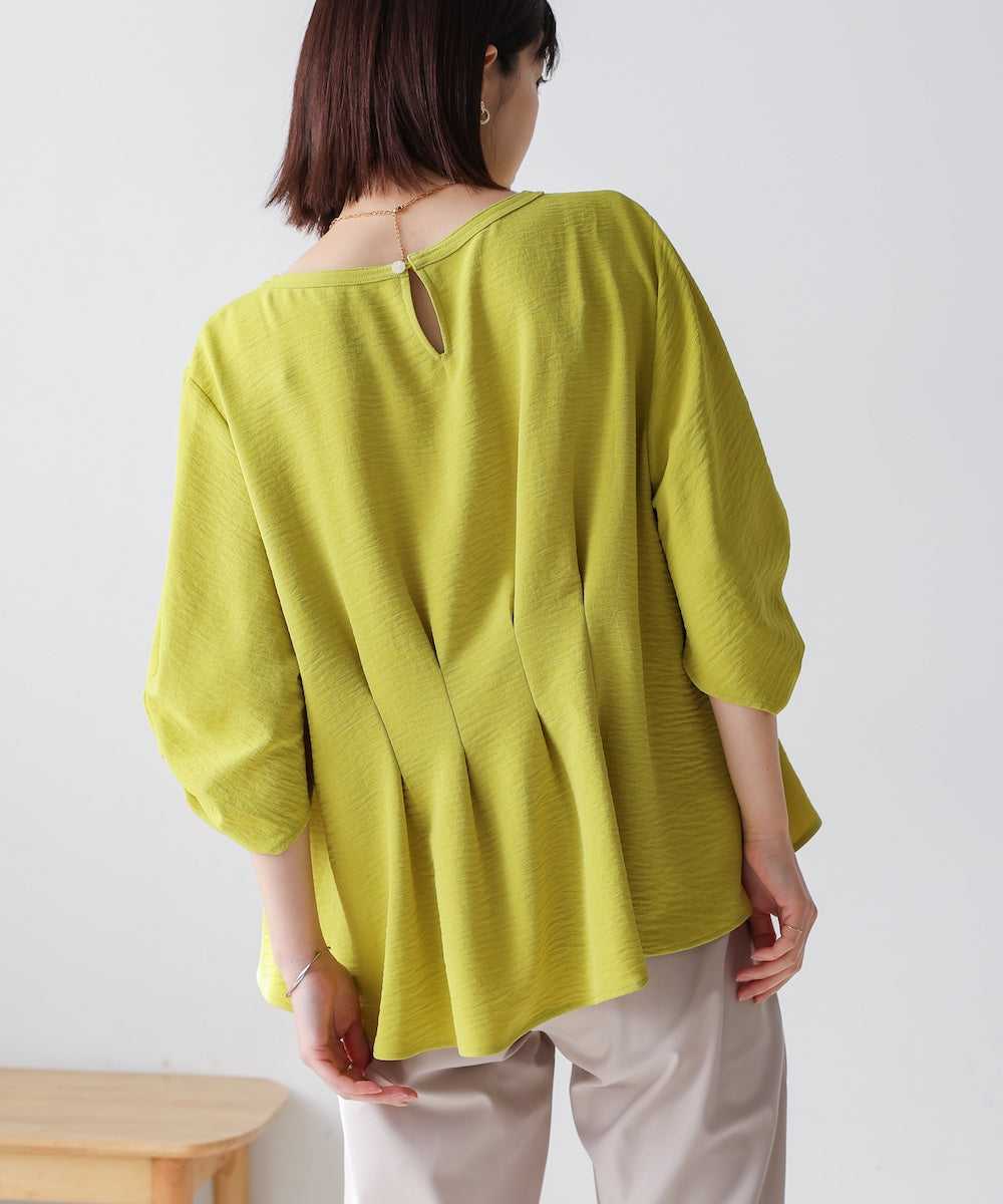 麻ライクタックスリーブブラウス