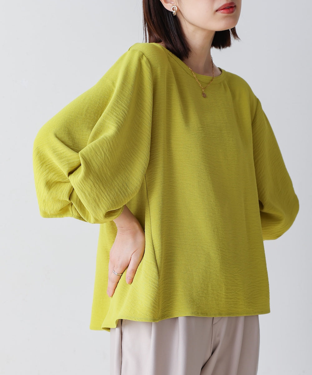 麻ライクタックスリーブブラウス