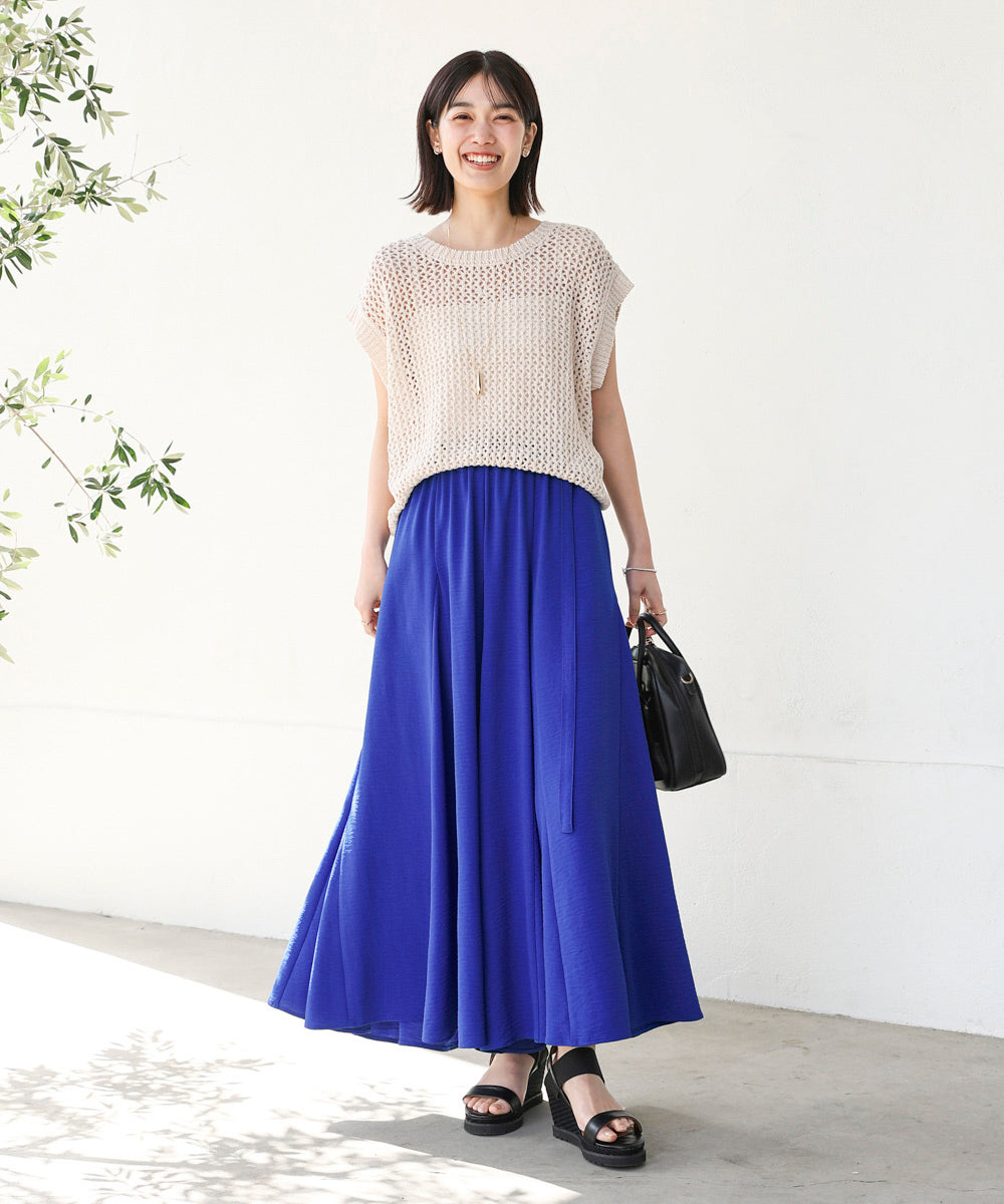 麻ライクポイントベルトパンツ