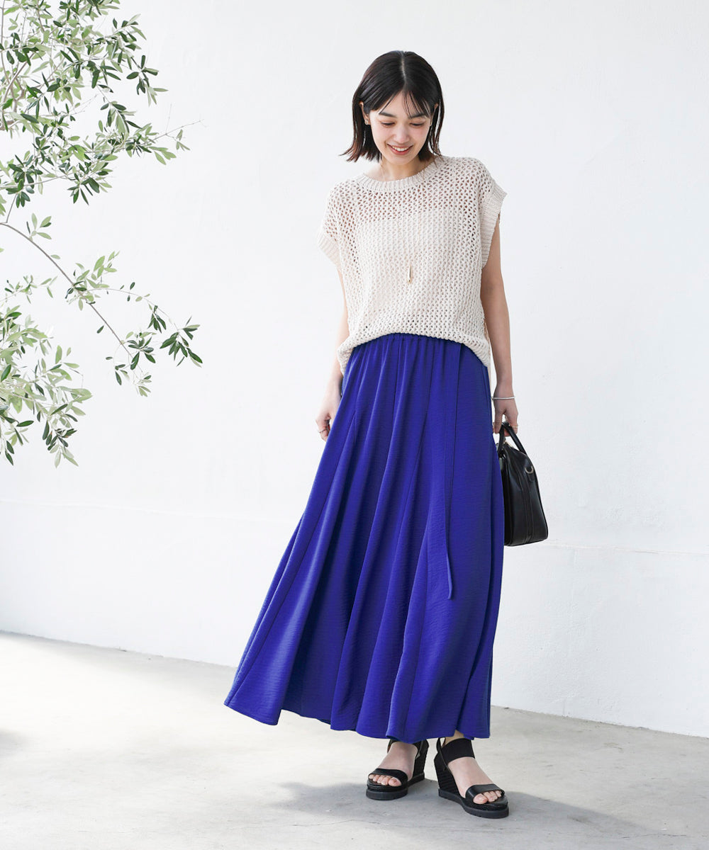 麻ライクポイントベルトパンツ