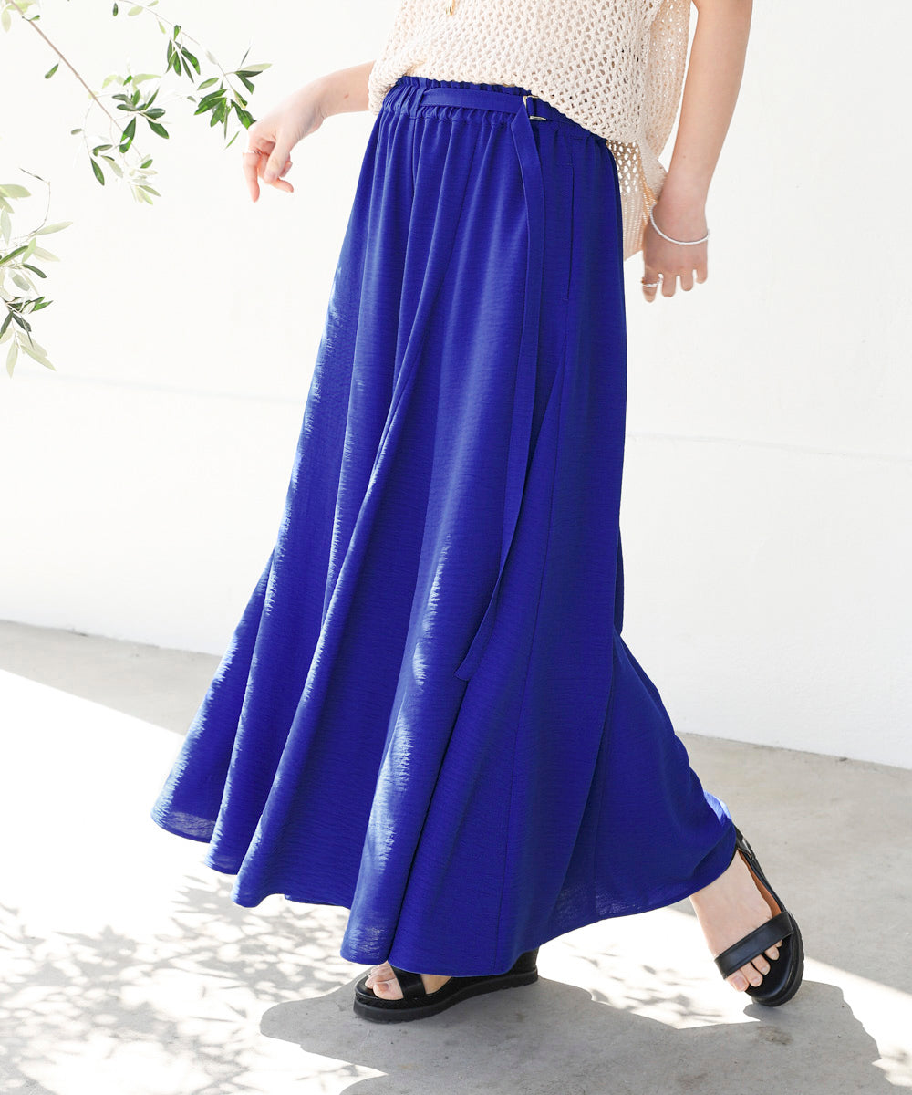 麻ライクポイントベルトパンツ