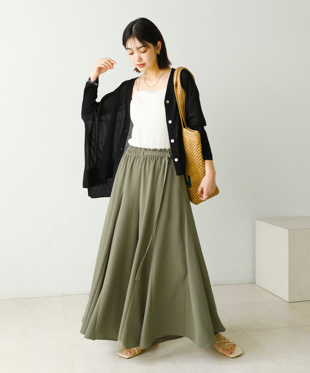 麻ライクポイントベルトパンツ