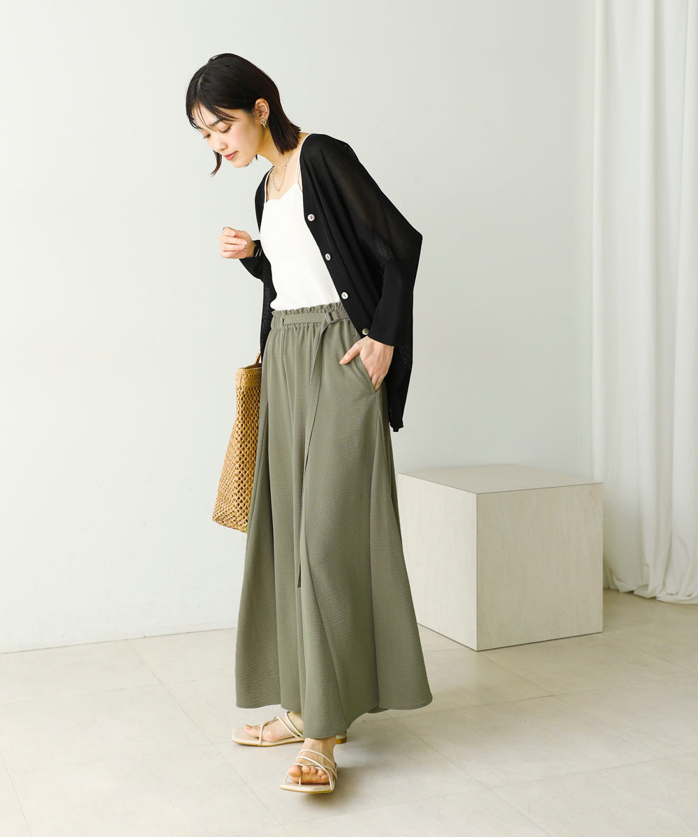 麻ライクポイントベルトパンツ