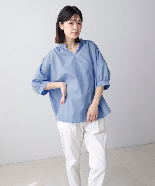 バックギャザーシャツブラウス