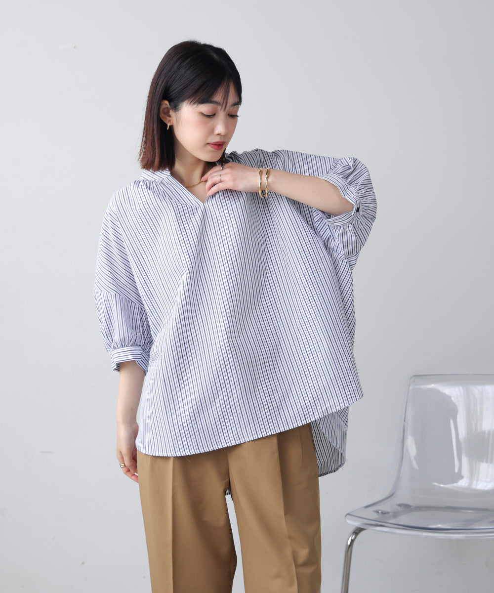 バックギャザーシャツブラウス