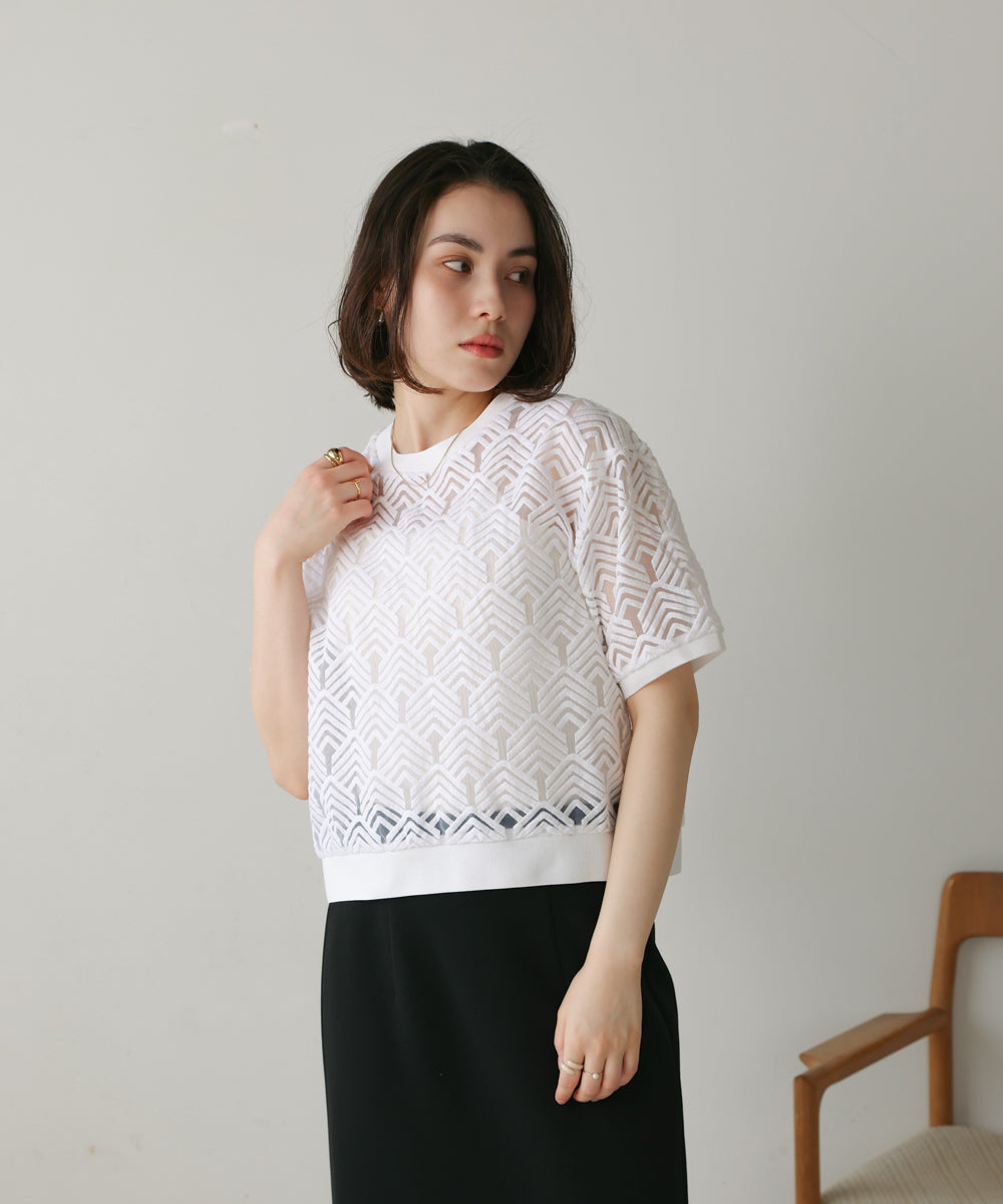 オーガンジー刺繍ブラウス