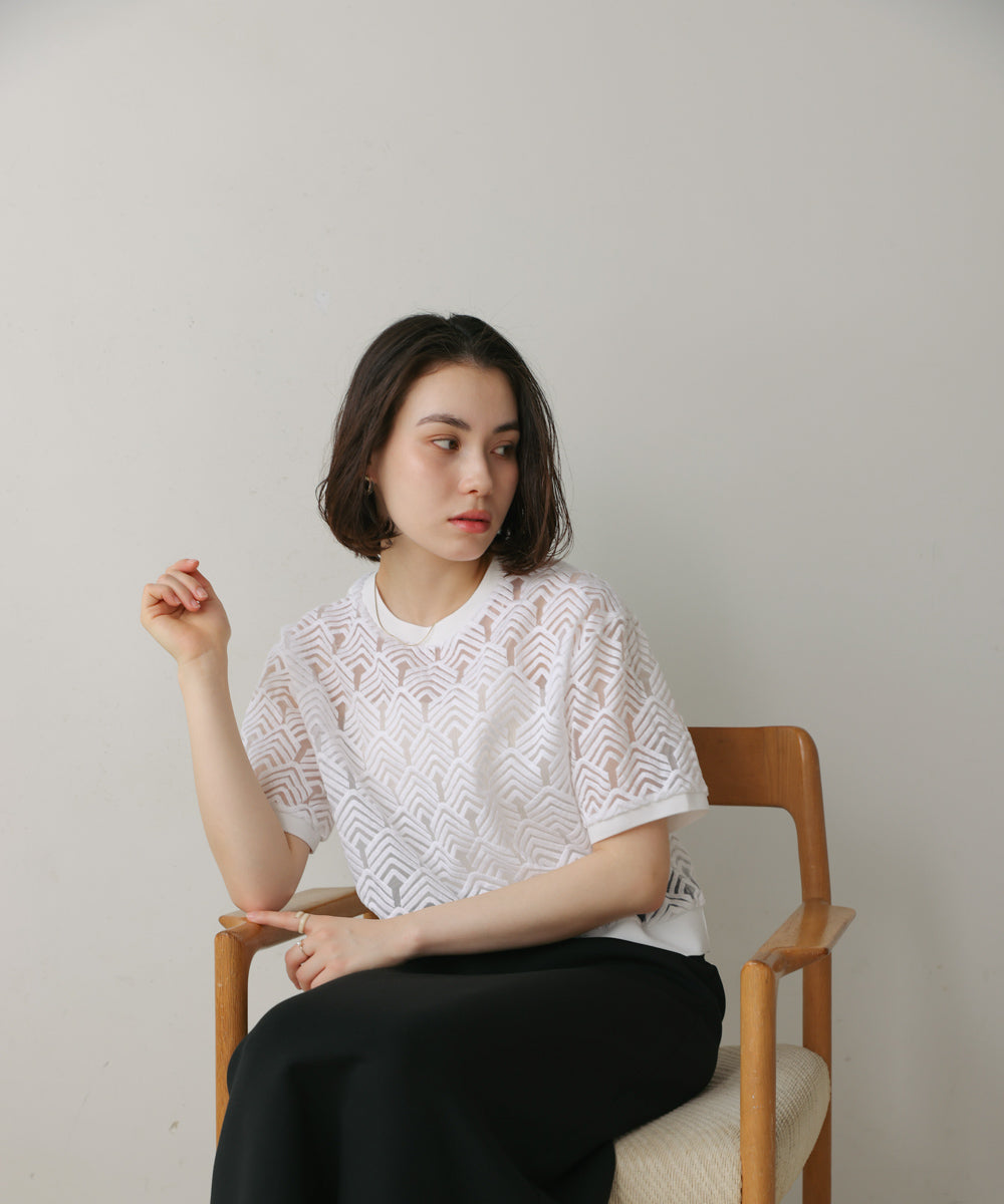 オーガンジー刺繍ブラウス