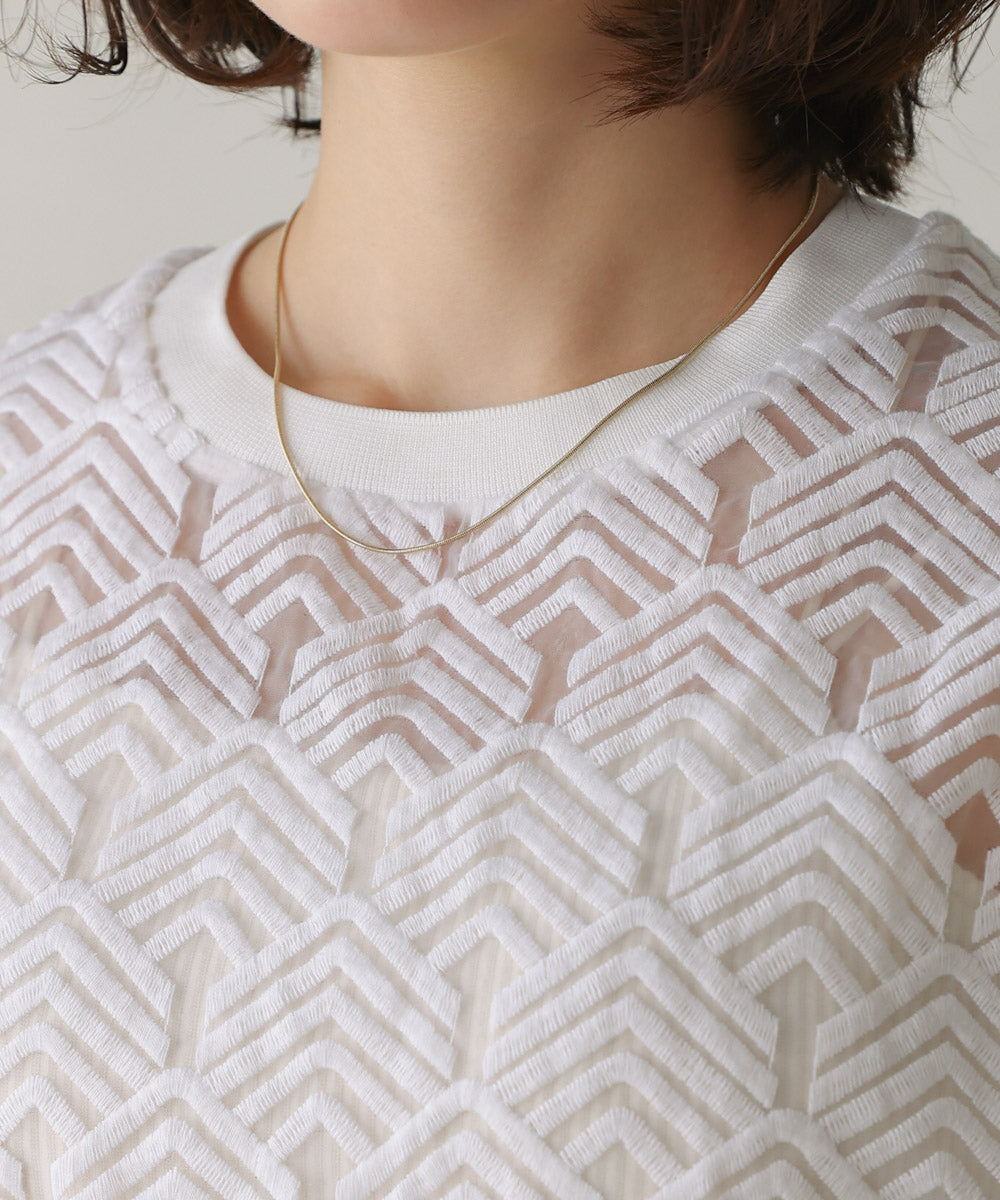 オーガンジー刺繍ブラウス