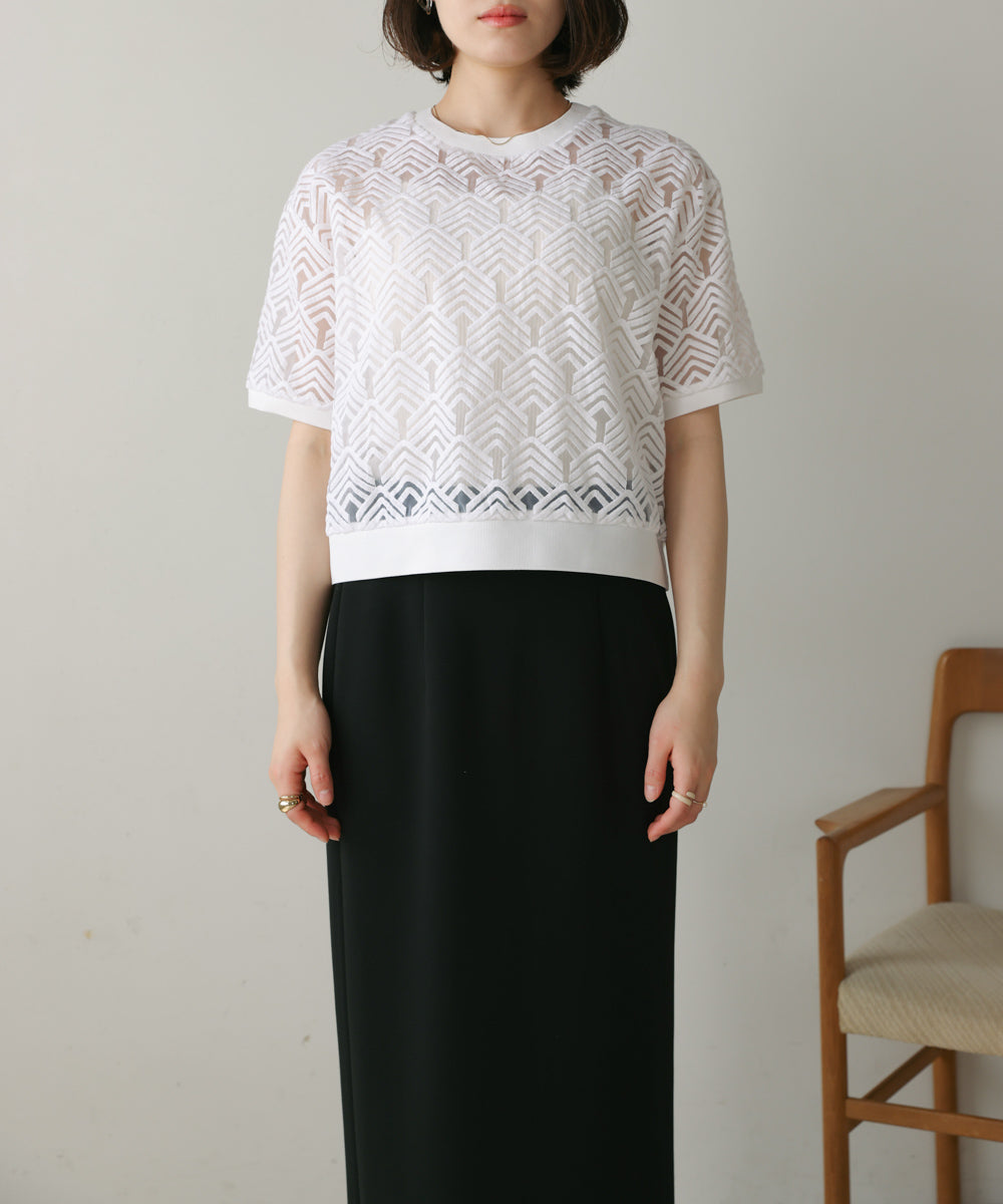 オーガンジー刺繍ブラウス