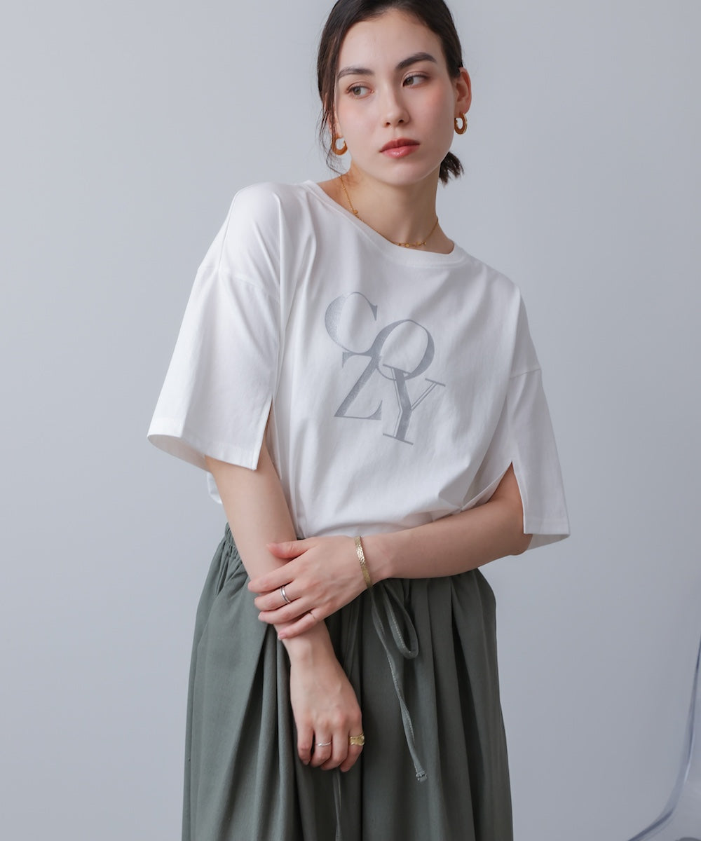 接触冷感スリットスリーブロゴT