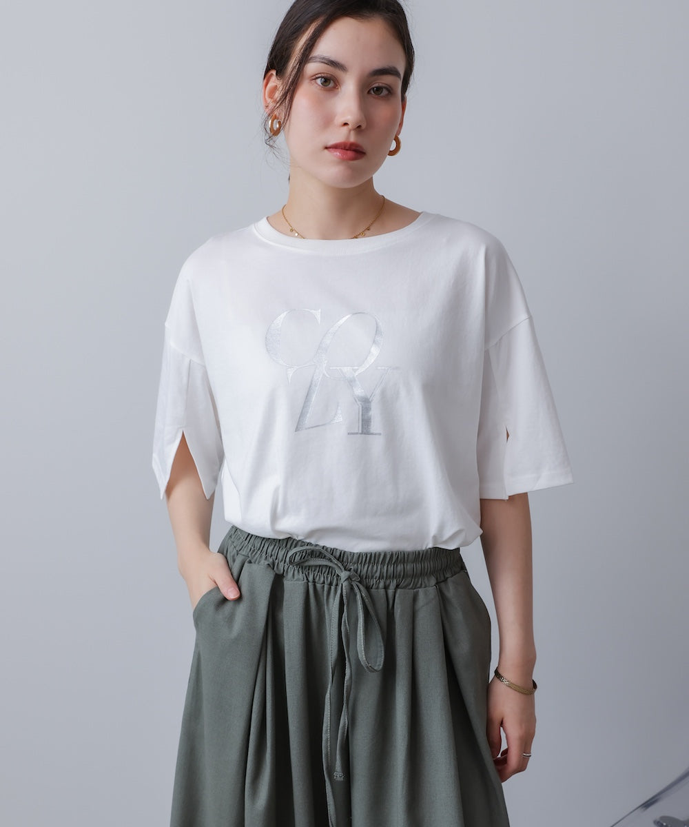 接触冷感スリットスリーブロゴT