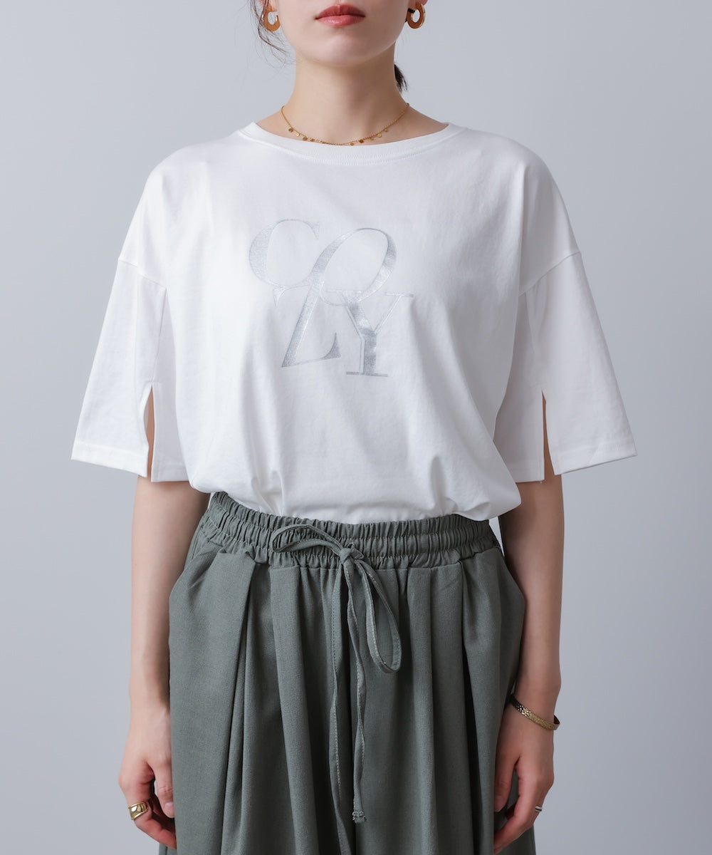 接触冷感スリットスリーブロゴT