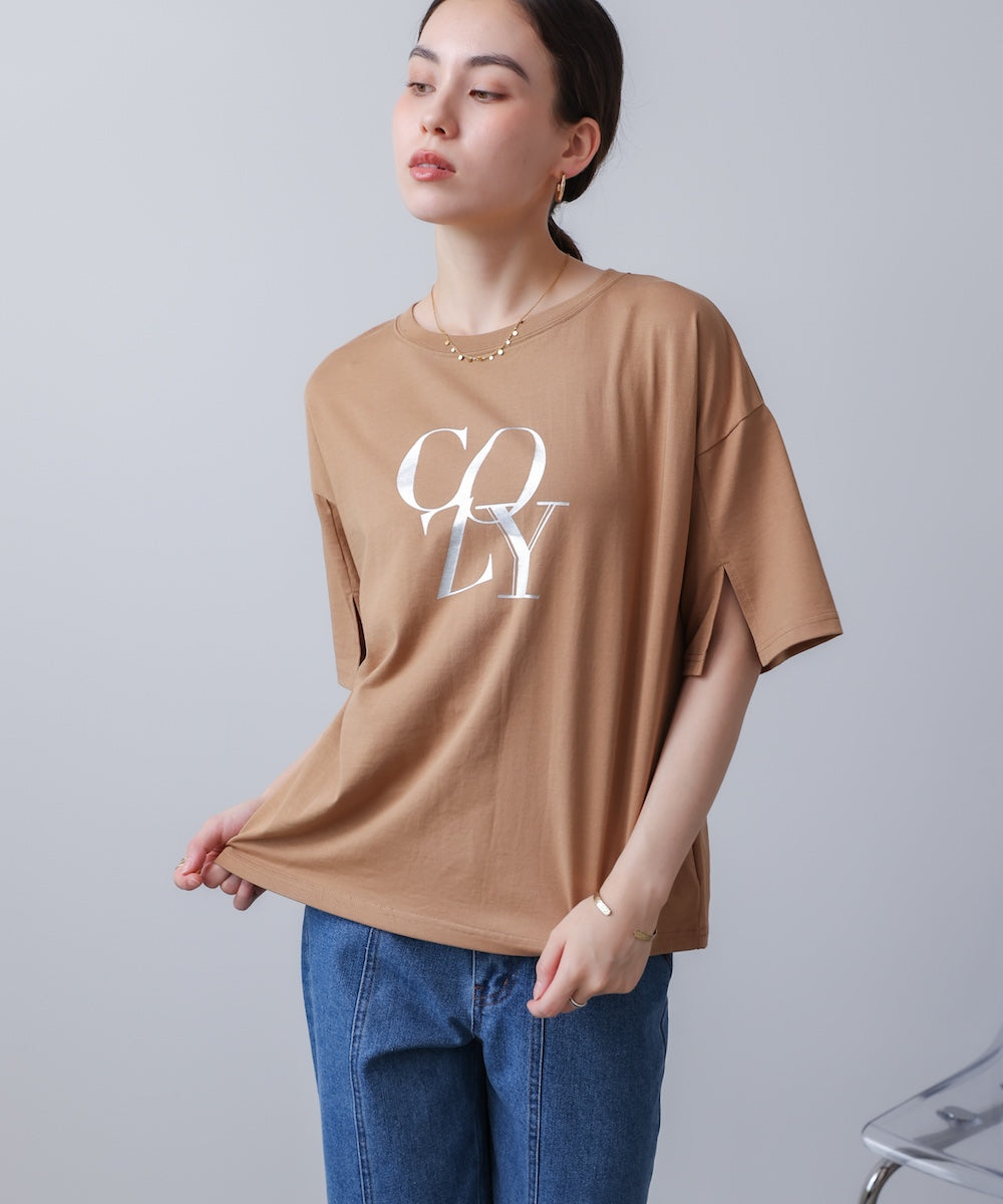 接触冷感スリットスリーブロゴT