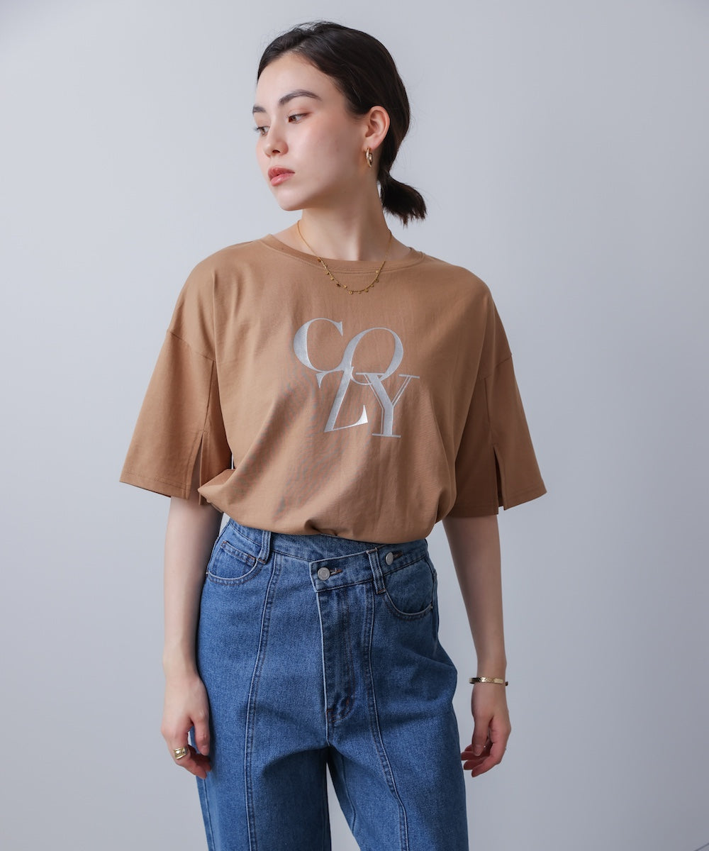 接触冷感スリットスリーブロゴT