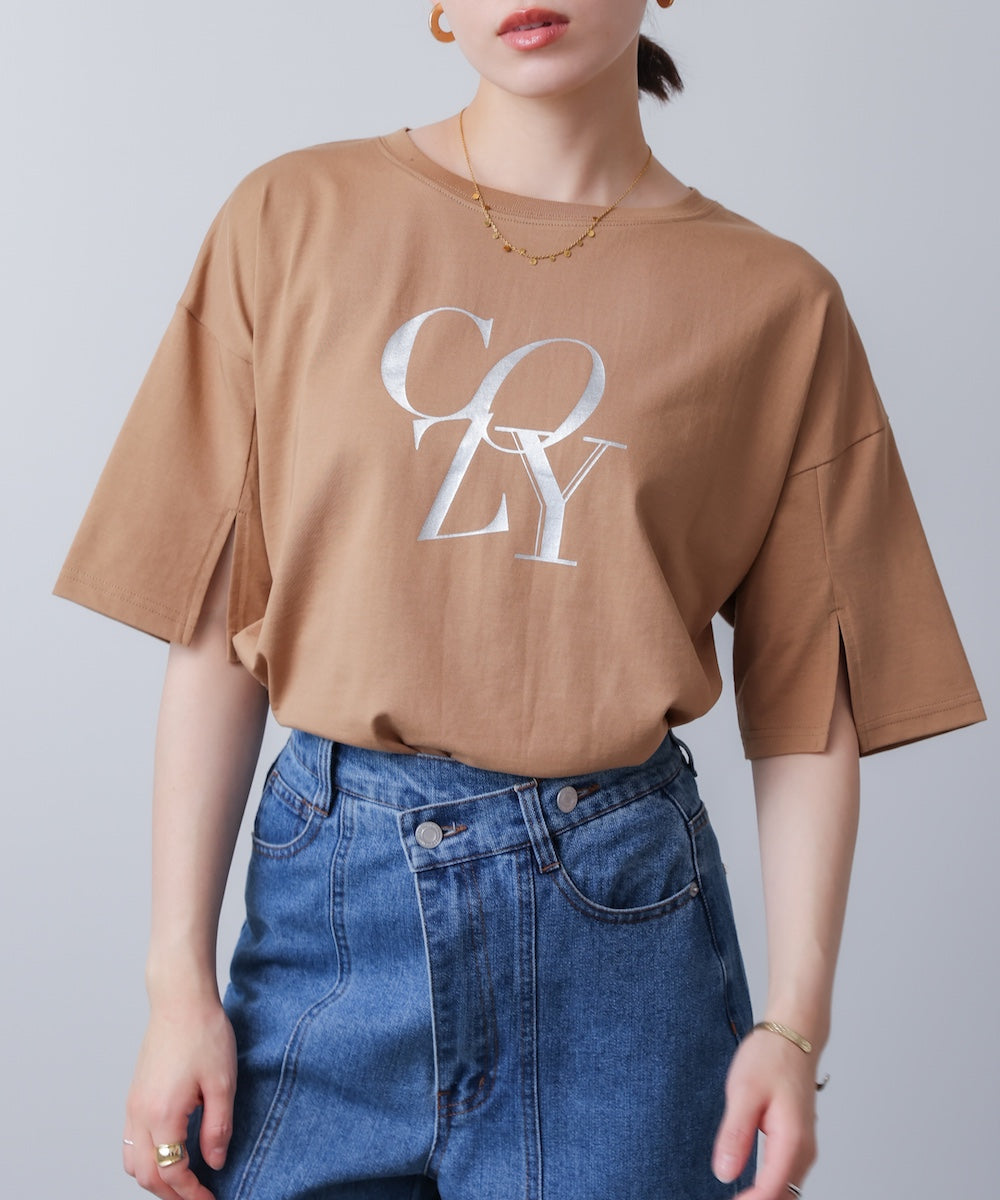 接触冷感スリットスリーブロゴT