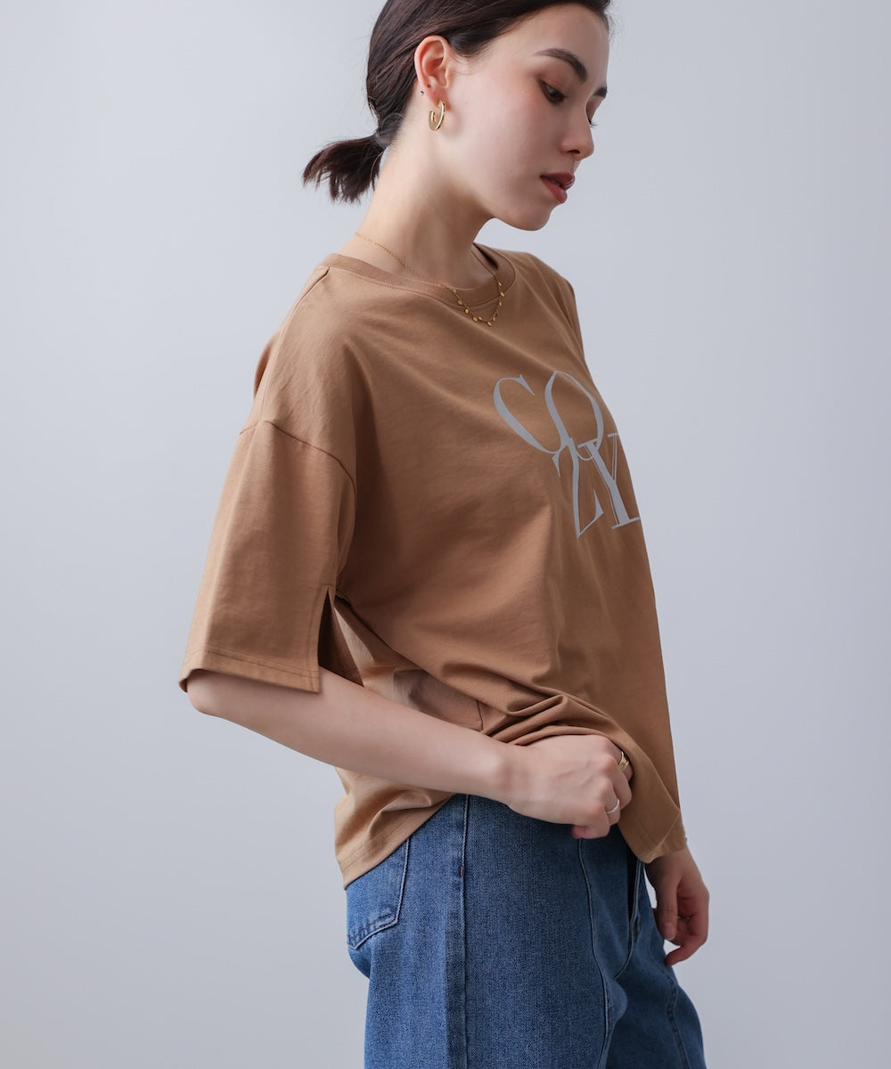 接触冷感スリットスリーブロゴT