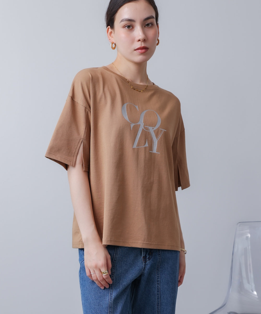 接触冷感スリットスリーブロゴT