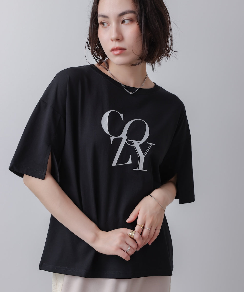 接触冷感スリットスリーブロゴT