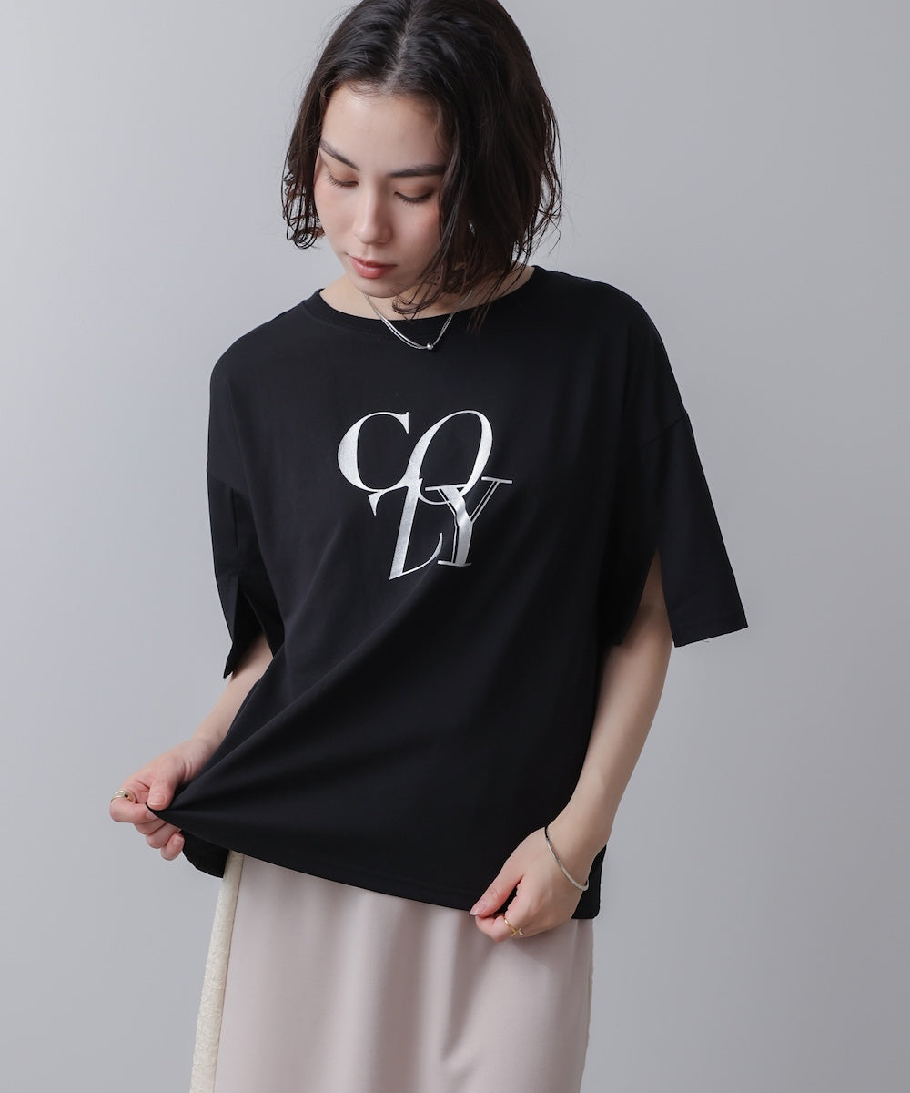 接触冷感スリットスリーブロゴT