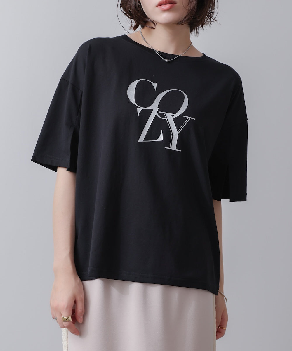 接触冷感スリットスリーブロゴT