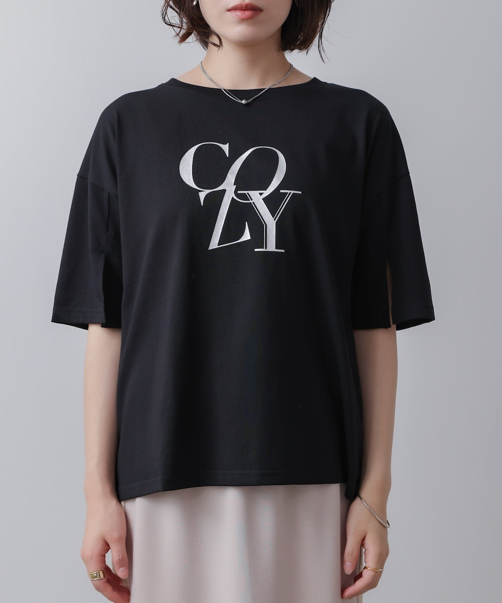 接触冷感スリットスリーブロゴT