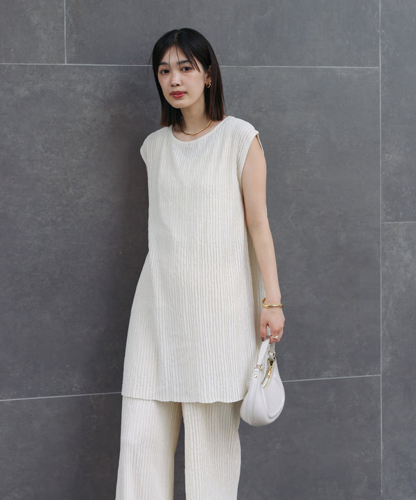 前後2WAYウェービーメッシュニットチュニック