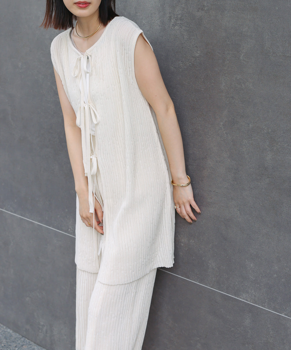 前後2WAYウェービーメッシュニットチュニック