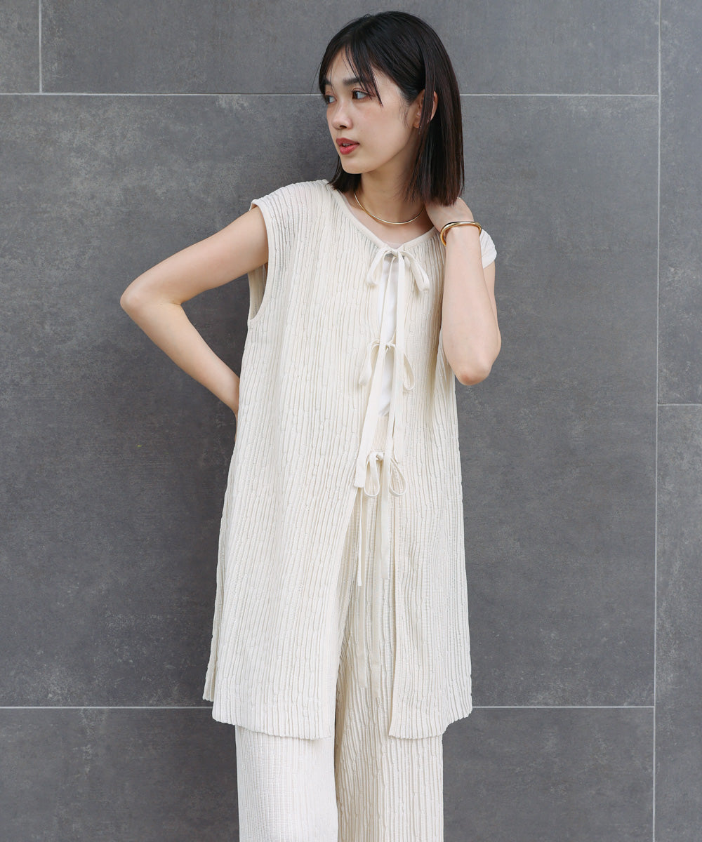 前後2WAYウェービーメッシュニットチュニック