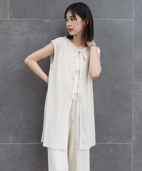 前後2WAYウェービーメッシュニットチュニック