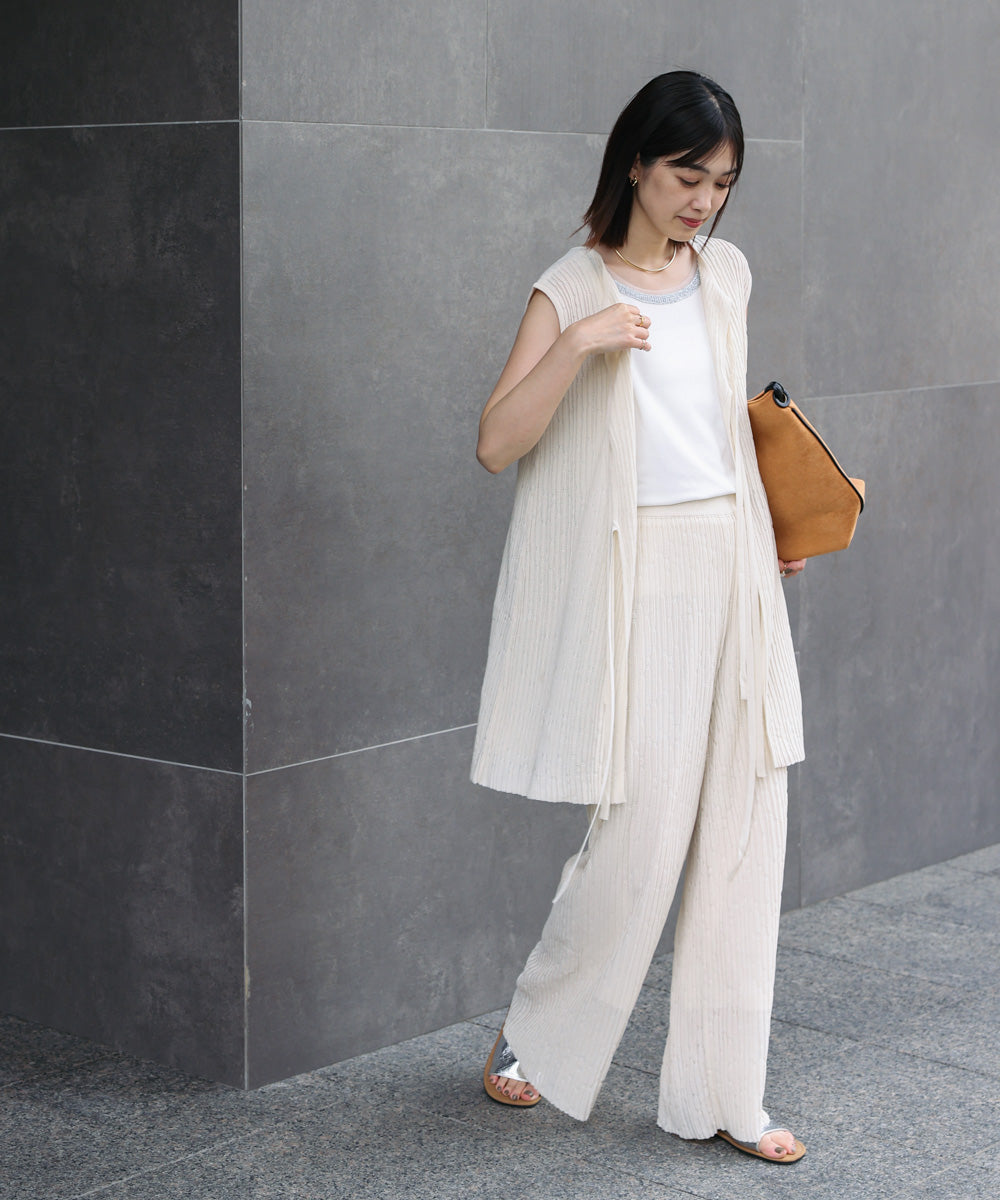 前後2WAYウェービーメッシュニットチュニック