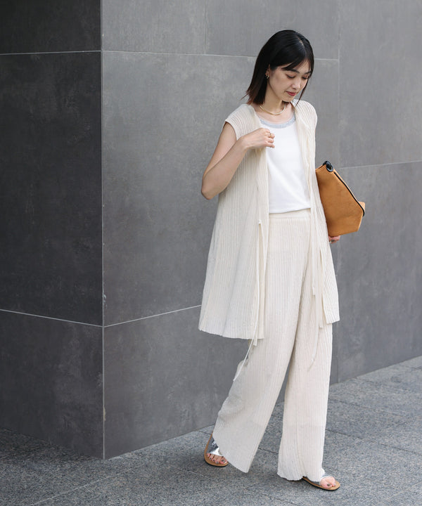 前後2WAYウェービーメッシュニットチュニック