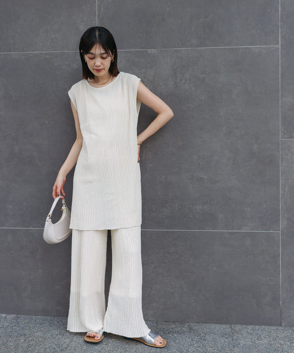 前後2WAYウェービーメッシュニットチュニック