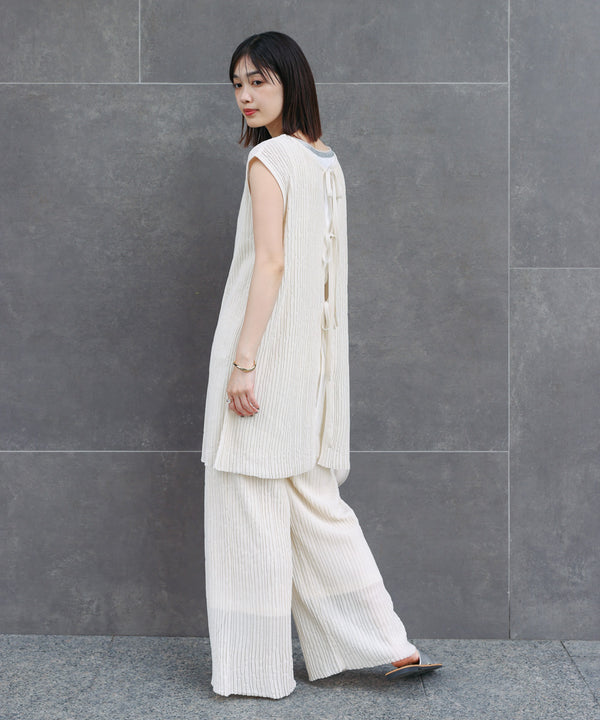 前後2WAYウェービーメッシュニットチュニック