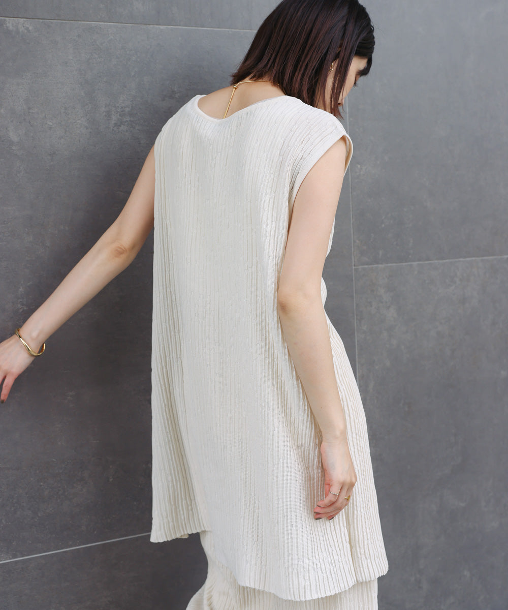 前後2WAYウェービーメッシュニットチュニック