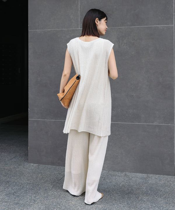 前後2WAYウェービーメッシュニットチュニック