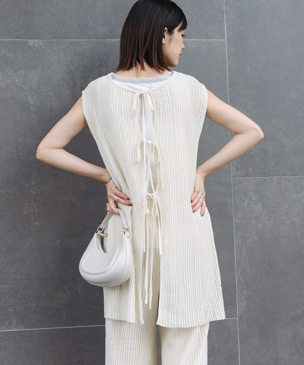 前後2WAYウェービーメッシュニットチュニック