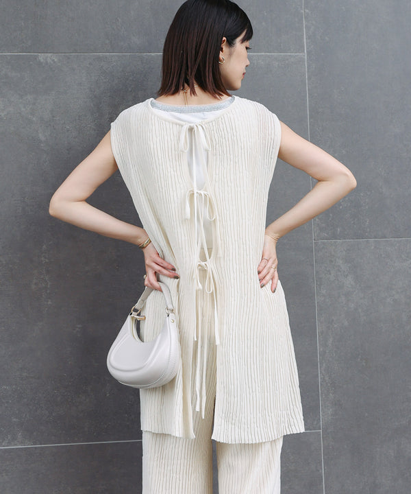 前後2WAYウェービーメッシュニットチュニック