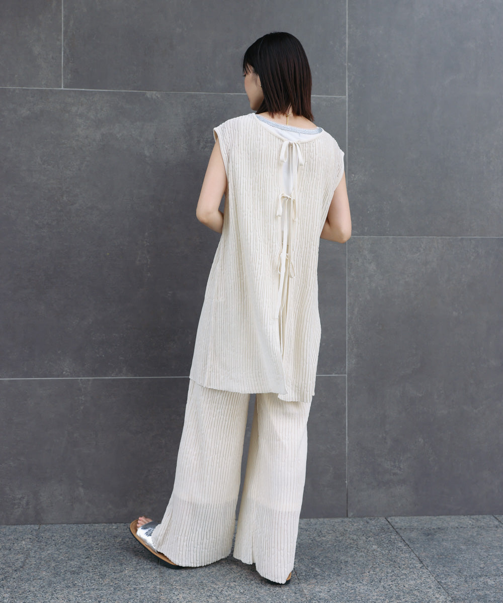 前後2WAYウェービーメッシュニットチュニック