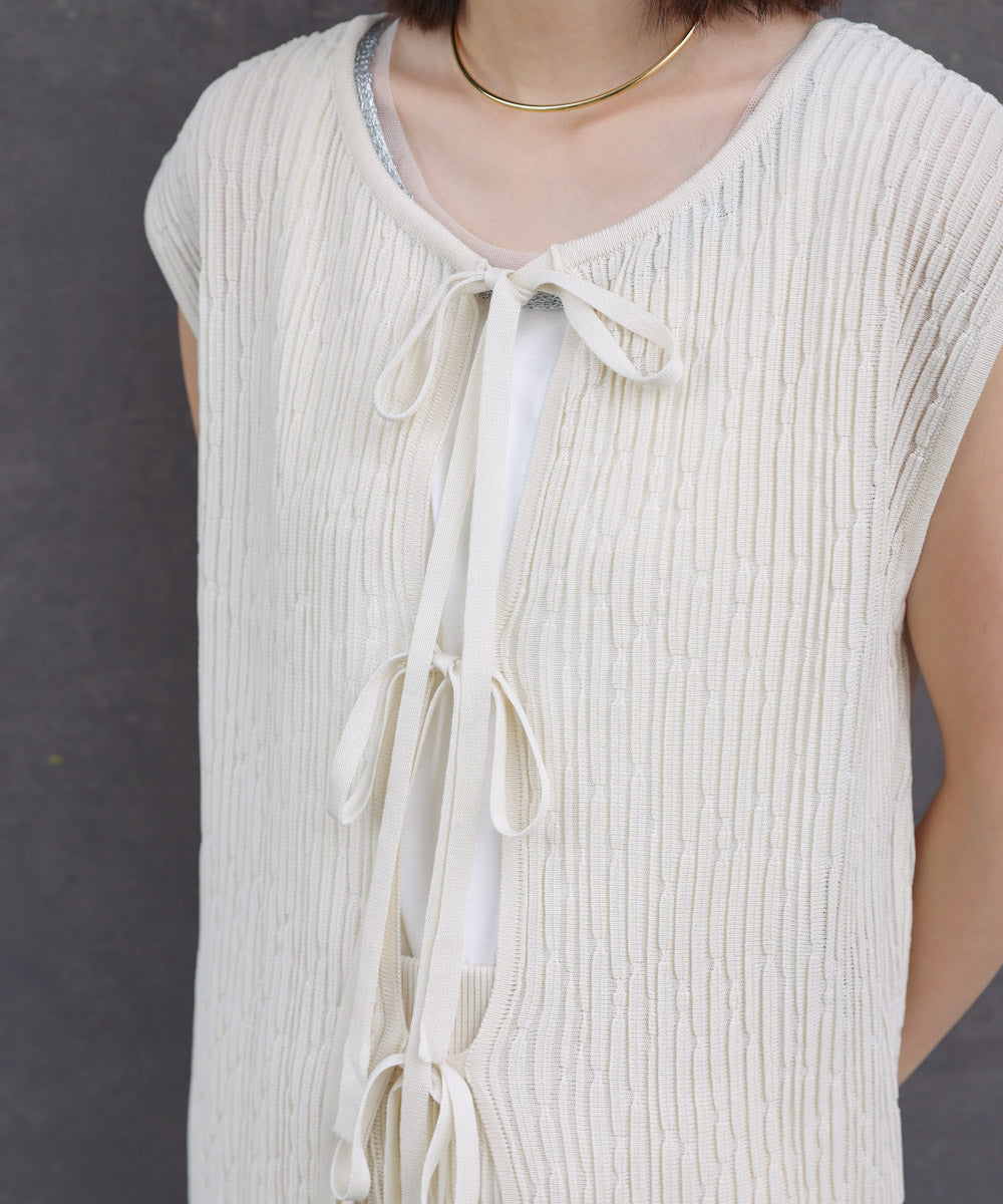 前後2WAYウェービーメッシュニットチュニック