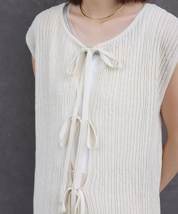 前後2WAYウェービーメッシュニットチュニック