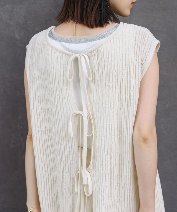 前後2WAYウェービーメッシュニットチュニック