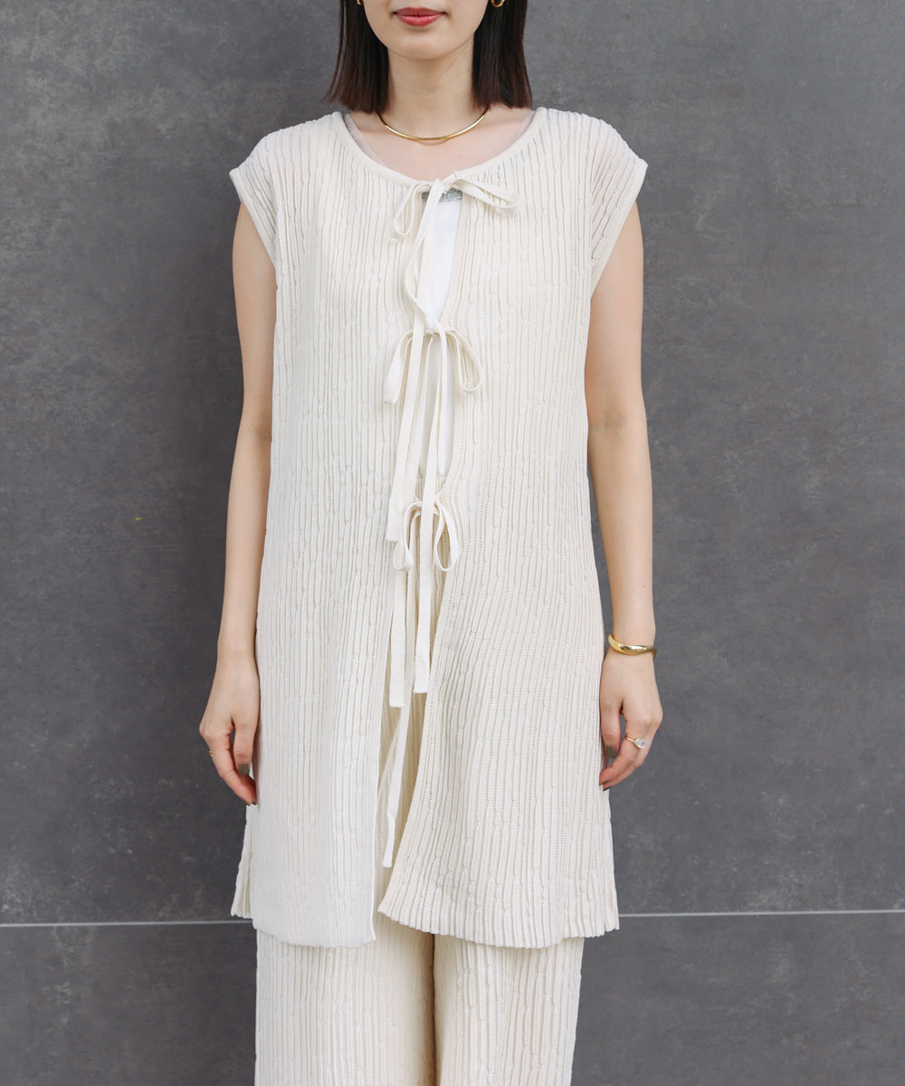 前後2WAYウェービーメッシュニットチュニック