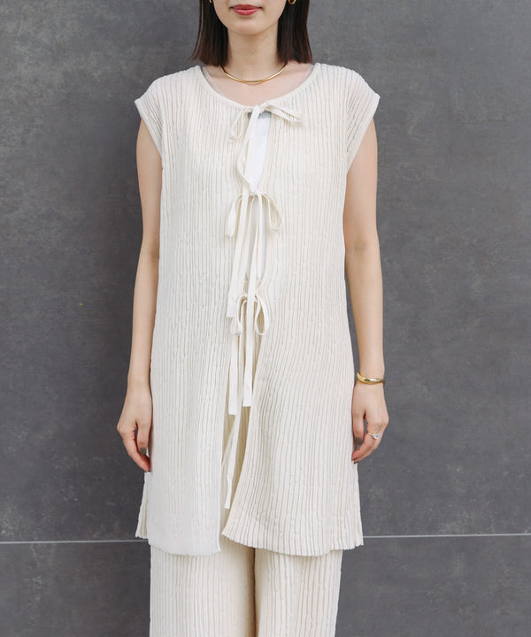 前後2WAYウェービーメッシュニットチュニック