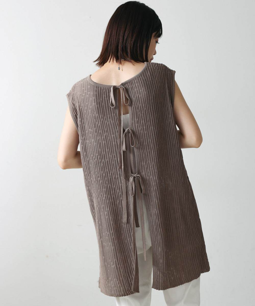 前後2WAYウェービーメッシュニットチュニック