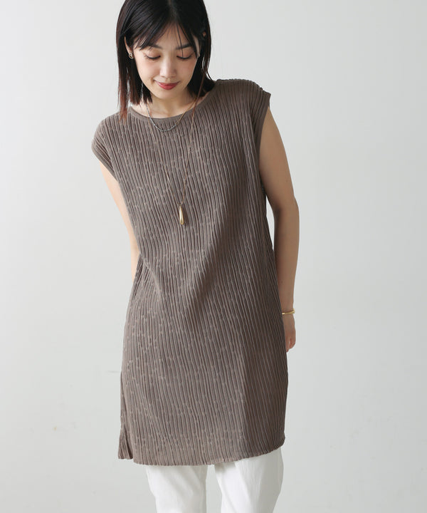 前後2WAYウェービーメッシュニットチュニック