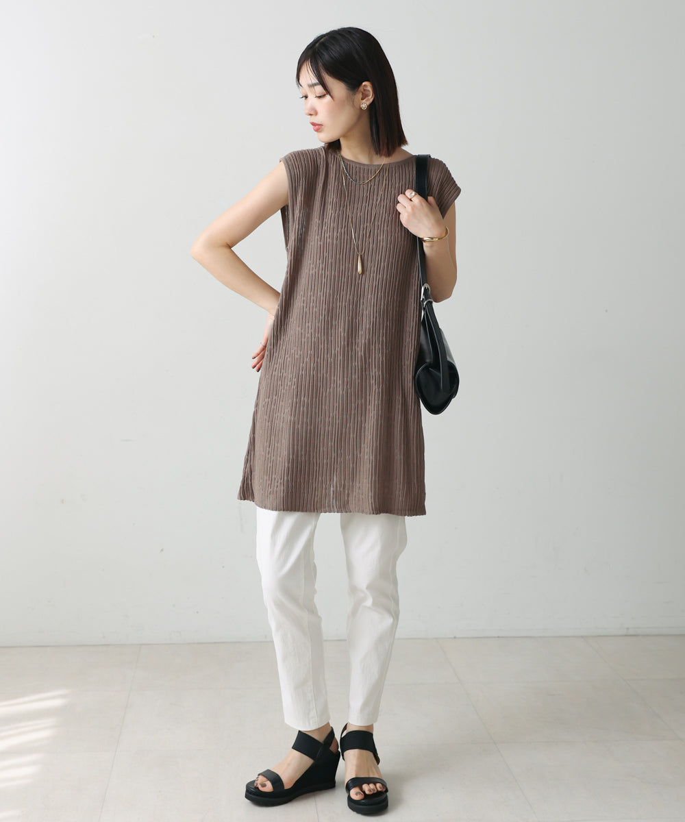 前後2WAYウェービーメッシュニットチュニック