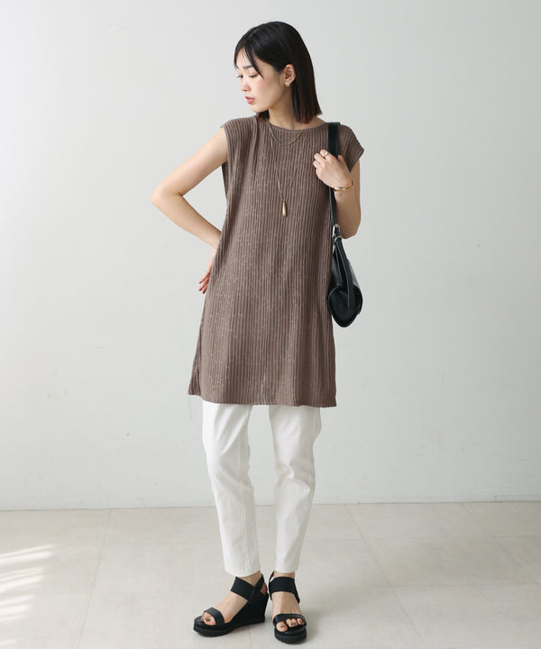 前後2WAYウェービーメッシュニットチュニック