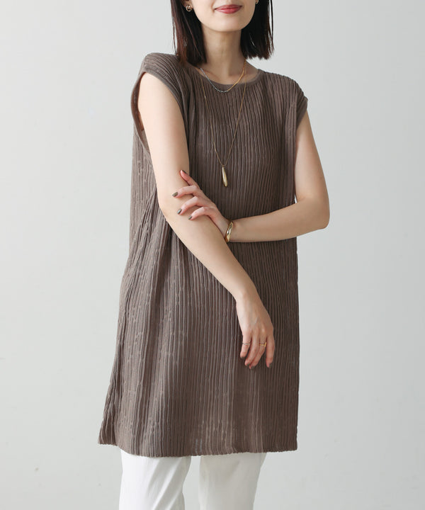 前後2WAYウェービーメッシュニットチュニック